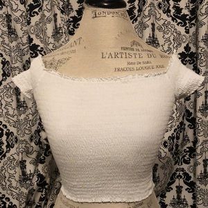 off the shoulder white crop top